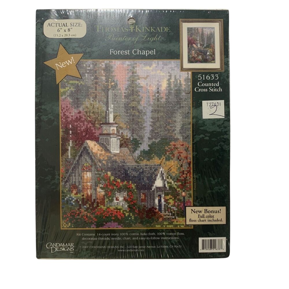 Thomas Kinkade Forest Chapel Counted Cross Stitch Kit 51633